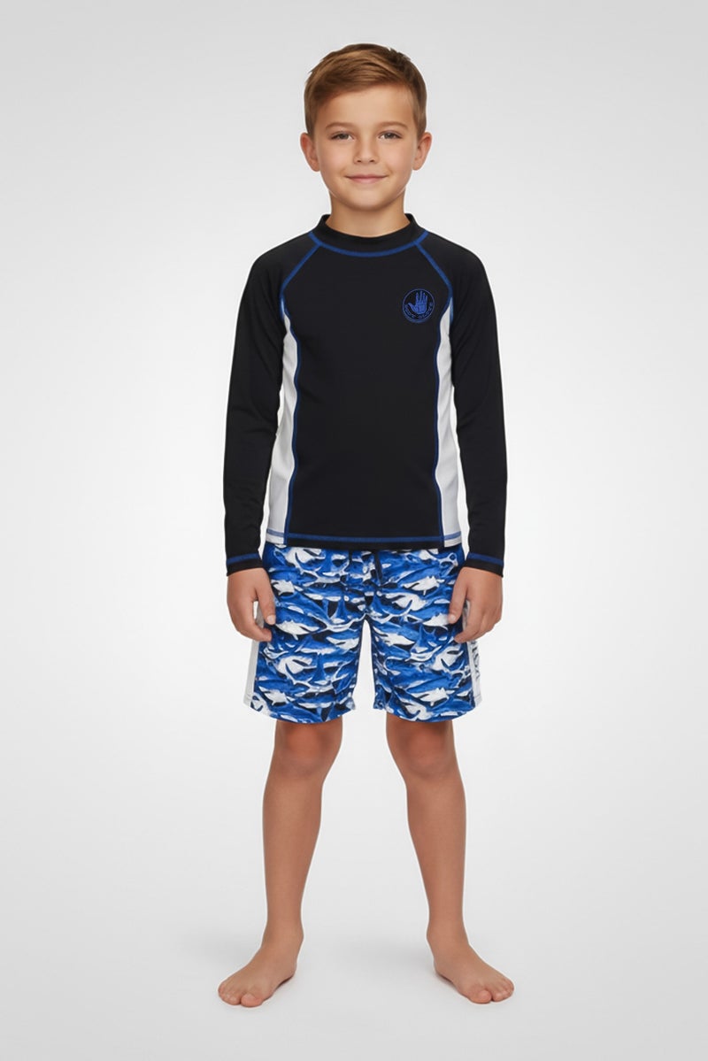 Body Glove Kids Boy 2 Piece Brand Logo Rash Guard T-shirt And Board Shorts Set, Multicolor - Image 1